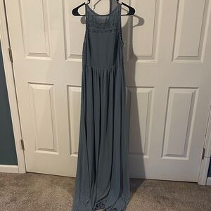 Elegant Blue Gray Maxi Dress